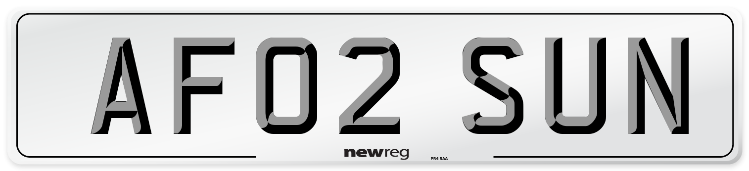 AF02 SUN Number Plate from New Reg
